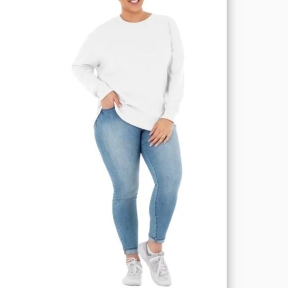 Womens Terra & Sky White Long Sleeve Crewneck Sweatshirt 2X (16W-18W) 60% Cotton - Picture 1 of 8